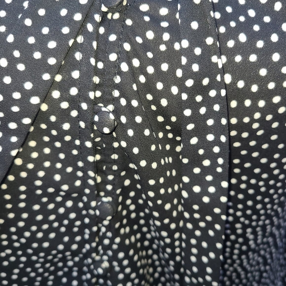 LULU'S Button Down Polka Dot Top with a Neck Tie in the Front Size Medium - Picture 4 of 5